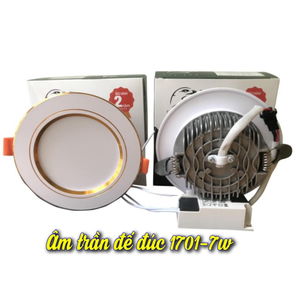 ĐÈN ÂM TRẦN 7W PHI 90(viền vàng và viền bạc) ánh sáng trắng(6500k)