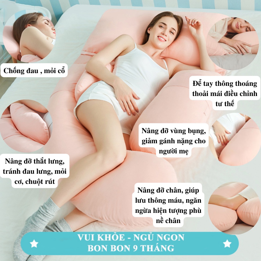 Gối ôm bầu chữ G  , Gối ôm bà bầu, hỗ trợ giảm đau lưng mất ngủ, gối chữ U,Gối bầu