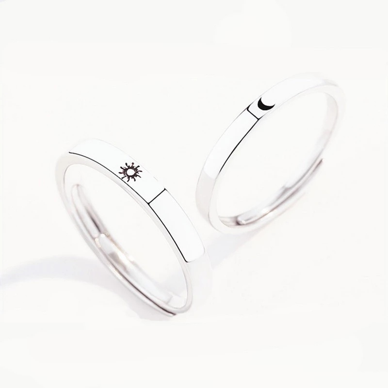 Nhẫn Cặp Thời Trang Mặt Trời/Mặt Trăng/Mặt Trăng Dạng Mỏng Mịn Thanh Lịch Đáng Yêu Cho Cặp Đôi