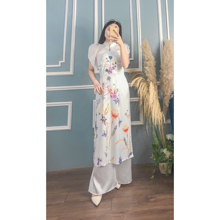 ÁO DÀI THIẾT KẾ HOA TAY BÈO