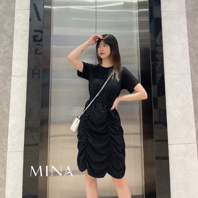 [SIÊU  HOT] Đầm cotton ngắn tay, chun eo, dáng suông/ Váy thun chân váy tầng bèo cách điệu | BigBuy360 - bigbuy360.vn