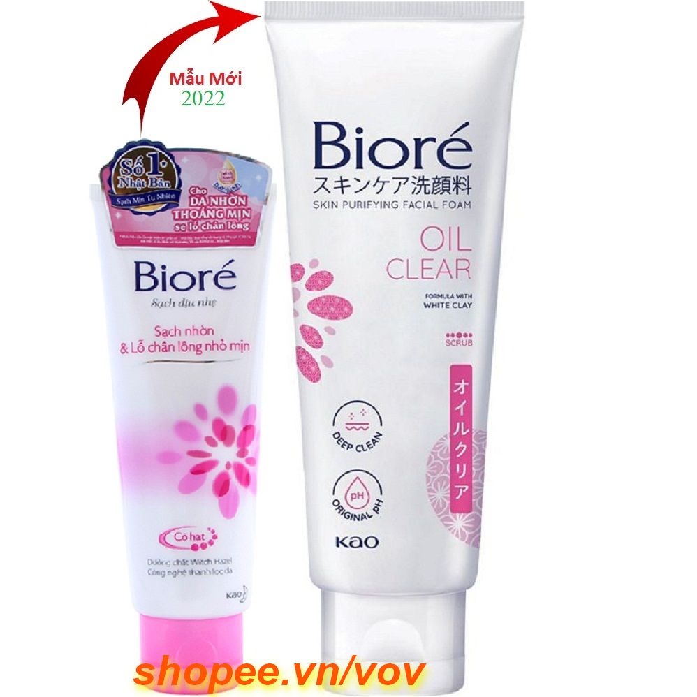 Sữa Rửa Mặt 100g Biore Oil Clear Sạch Nhờn & Làm Nhỏ Mịn Lỗ Chân Lông, vov Cam Kết Chính Hãng.