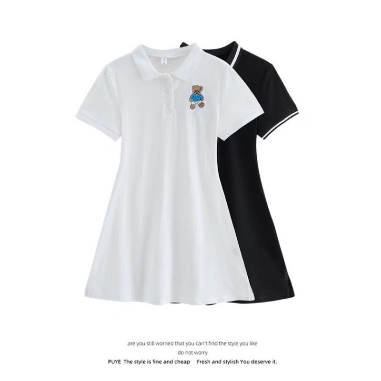 (Kho Sỉ Nam Đinh) VÁY POLO XOÈ THÊU GẤU