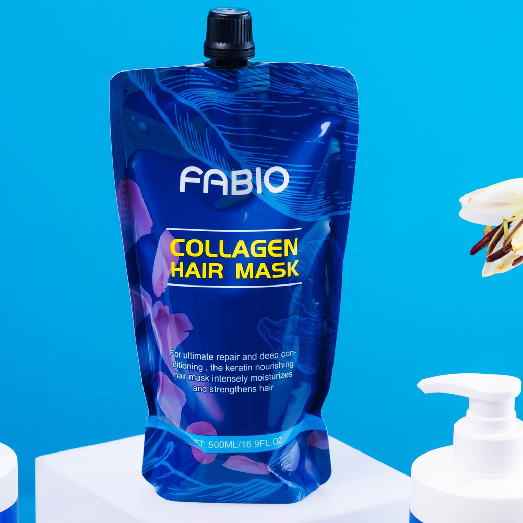 [MỚI] Túi Dầu hấp Collagen FABIO 500ml Hair Mask bổ sung dưỡng chất cho tóc sau khi nhuộm, uốn, ép