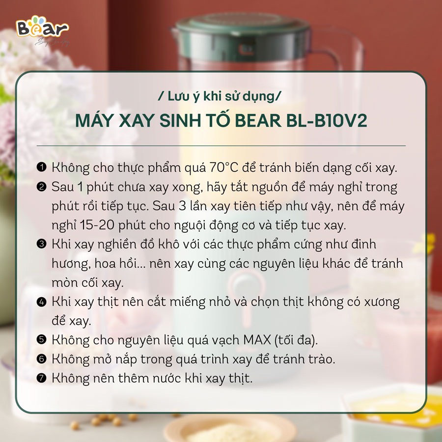 Máy xay sinh tố Bear 3 cối,máy xay đa năng,máy xay hạt,xay thịt cho bé ăn dặm[HÀNG CHÍNH HÃNG _BÀO HÀNH 18 THÁNG]