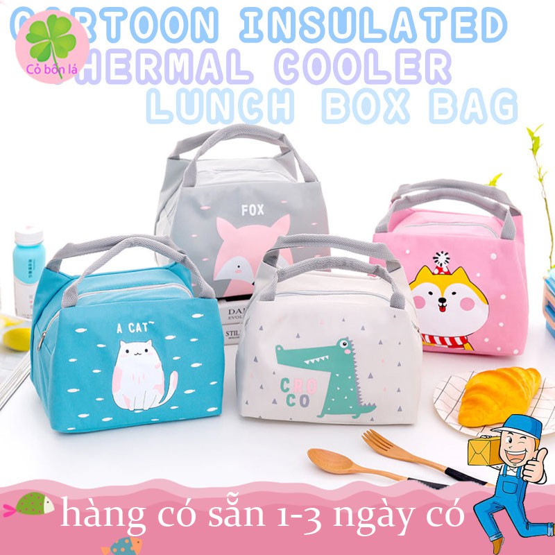 [Mã 267FMCGSALE giảm 8% đơn 500K] Túi đựng hộp cơm trưa hoạ tiết hoạt hình dễ thương