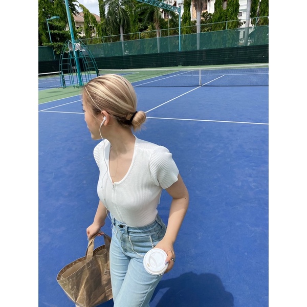 LEN clothing áo croptop dệt kim dây kéo 4 màu 8006 | BigBuy360 - bigbuy360.vn