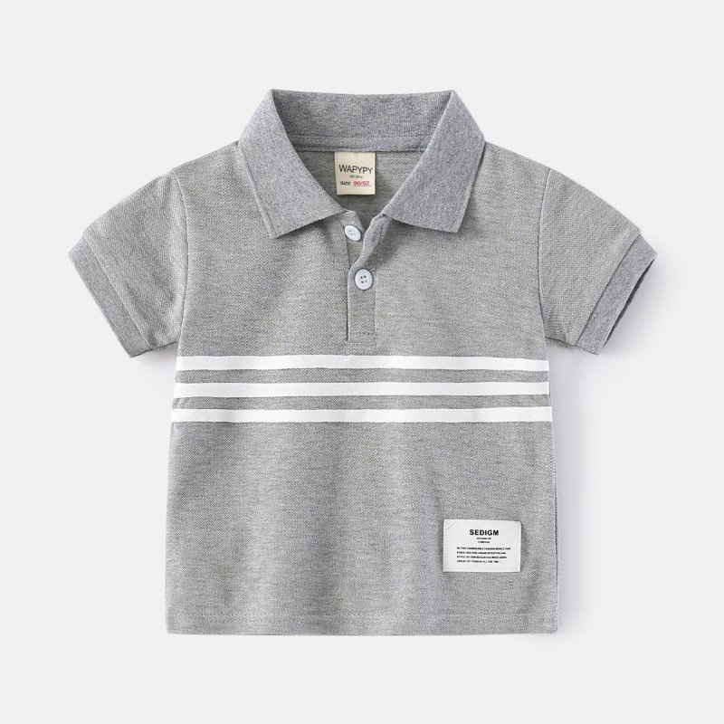 Áo thun bé trai cổ bẻ 18-45kg, áo polo bé trai kẻ sọc vải mềm mát thấm hút mồ hôi tốt hàng may kĩ.AT39