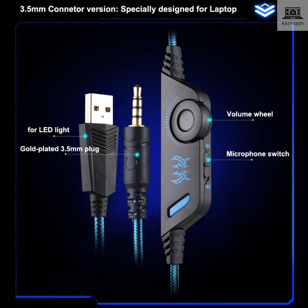 Tai nghe gaming G9000 3.5mm tránh tiếng ồn có đèn Led + mic điều chỉnh âm thanh cho PS4/laptop/điện thoại/máy tính bảng | BigBuy360 - bigbuy360.vn