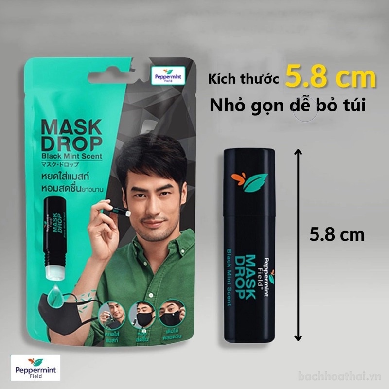 Dầu Bạc Hà Chống Say Tàu Xe, Nhỏ Vào Khẩu Trang Mask Drop Peppermint-Thái Lan