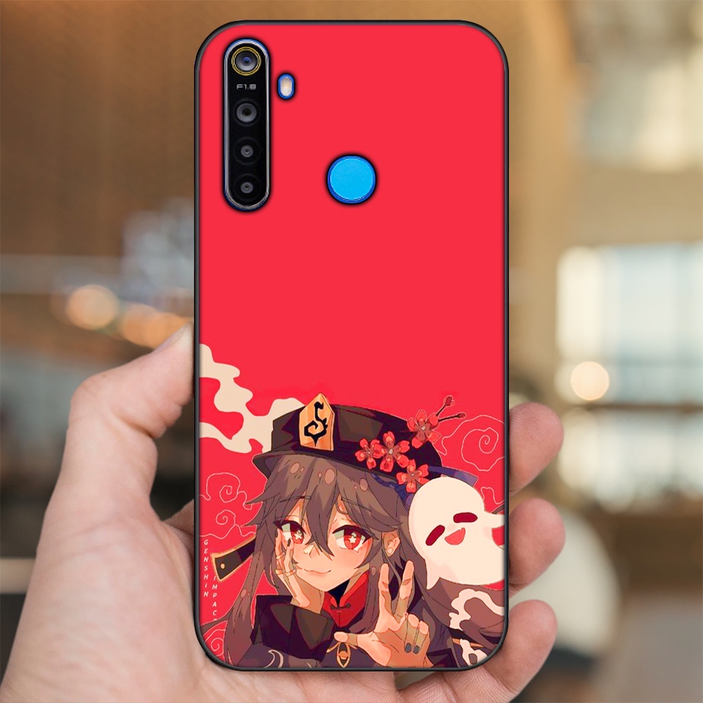 Ốp lưng Realme 5, 5 Pro viền đen in hình Hutao Genshin Impact