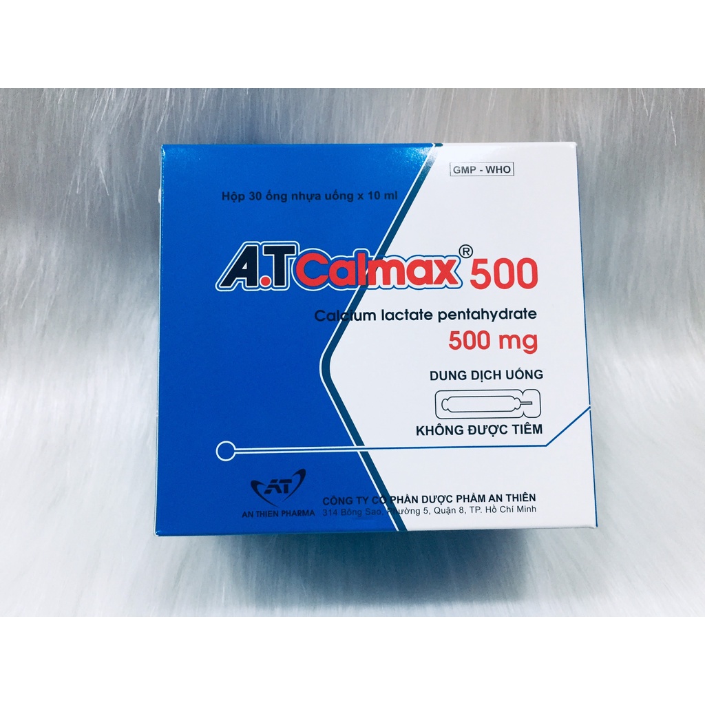 A.T Calmax 500mg bổ sung canxi tối ưu, an toàn cho mẹ bầu và trẻ em (hộp 30 ống)