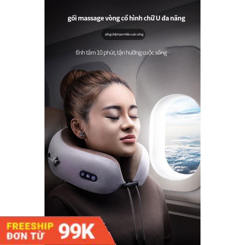 Gối Massage Cổ Chữ U 360 Đa Năng - gối massage vòng cổ hô trợ mát xa vùng cổ, giảm đau nhức vai gáy