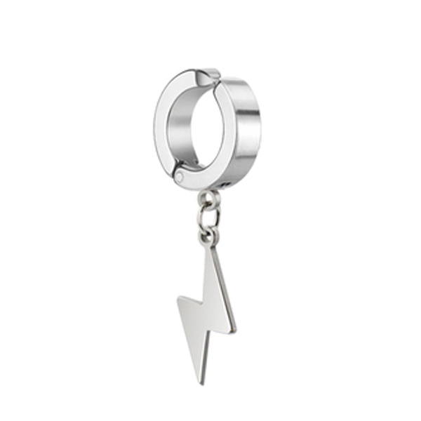 1 mảnh Hợp thời trang Thép Titanium Hợp thời trang Khoá Tai Kẹp Tai Nam Bông Tai Huyền Thoại Tia Chớp Không Có Lỗ Xỏ Tai Kẹp Tai Đeo Tai Nghe Dễ Đeo