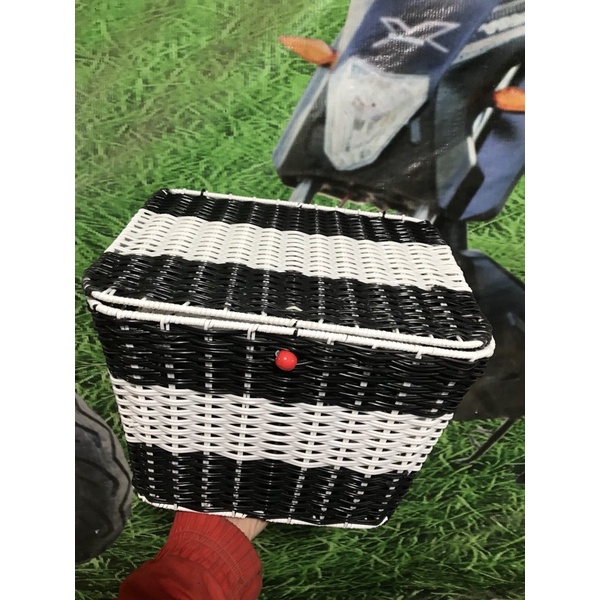 Giỏ mây cao cấp cho xe đạp điện xe máy xe đạp đan ống tròn dầy độ nền cao