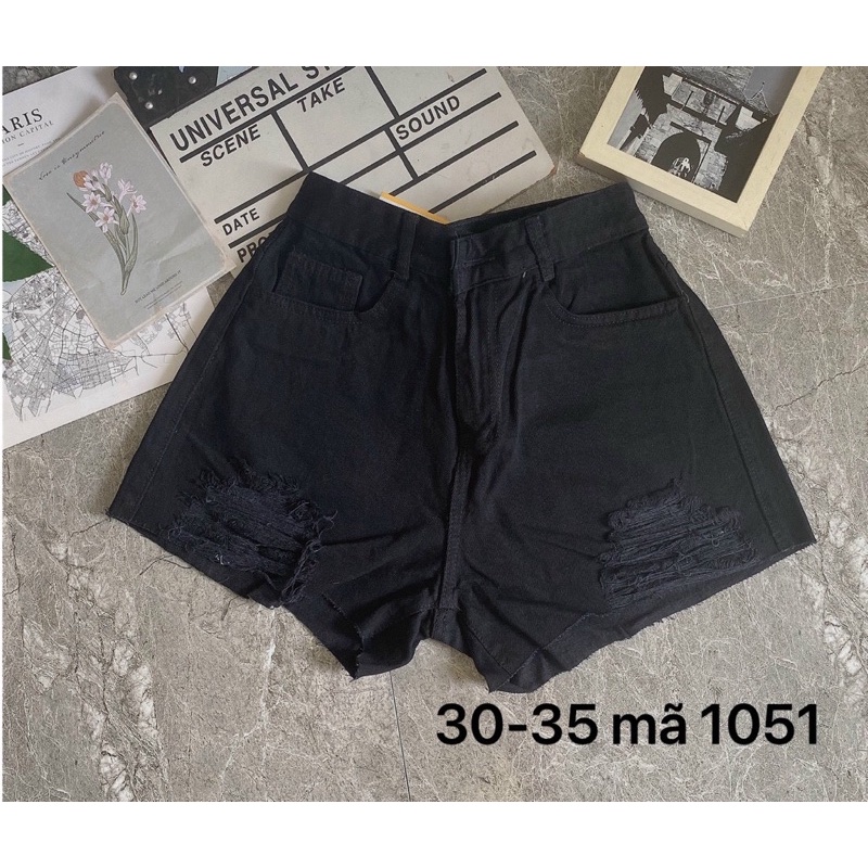 Quần Short Jeans Bigsize Nữ size Lớn Đen rách Ms 1051