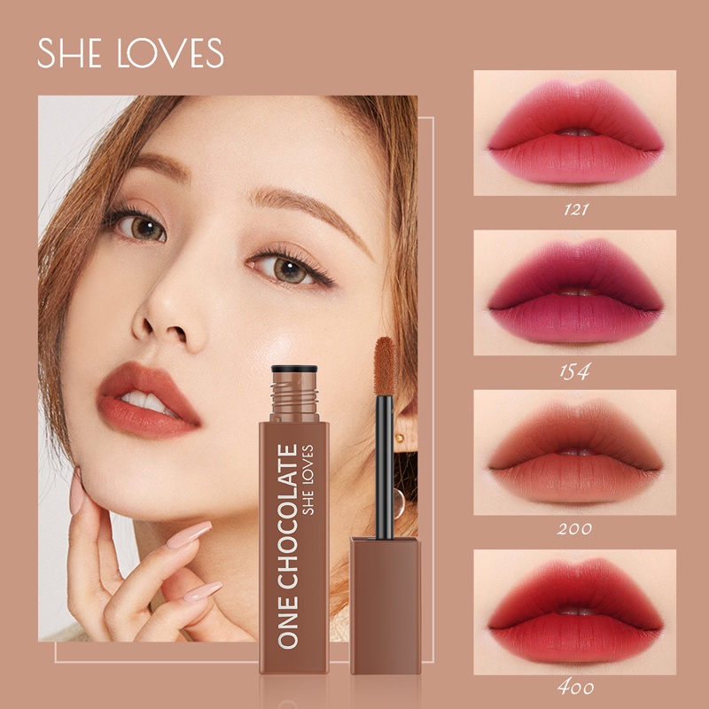 Son môi Sheloves màu lì chống thấm nước lâu trôi thiết kế vỏ màu socola xinh xắn