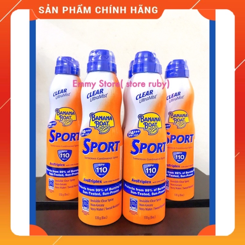 [Xả Lỗ Chạy Date06/2022] Chống Nắng Dạng Xịt Banana Boat Sport Thể Thao SPF110 (170g)