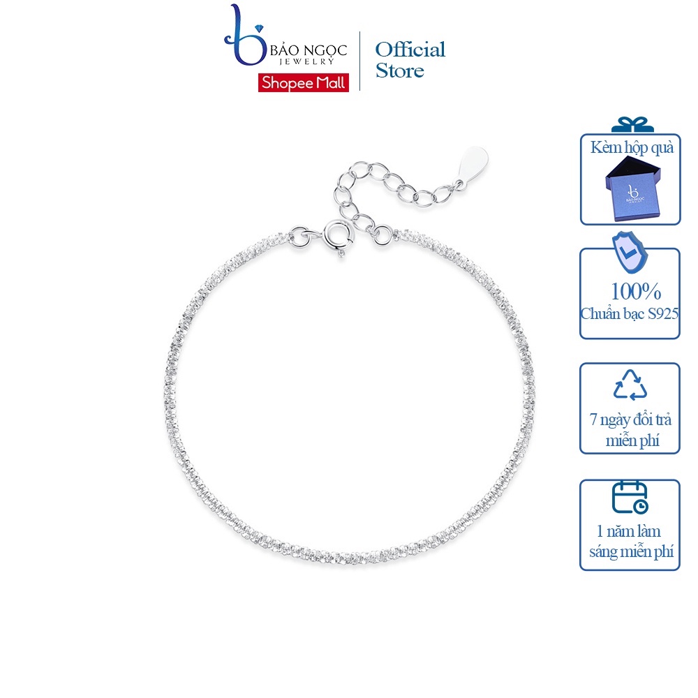 Lắc Tay nữ lấp lánh bạc 925  thiết kế dáng mở dễ dàng chỉnh size - L2536 - Bảo Ngọc Jewelry