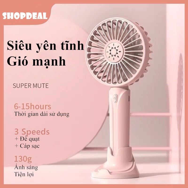 Quạt cầm tay mini kèm giá đỡ có cổng sạc USB tiện dụng | BigBuy360 - bigbuy360.vn