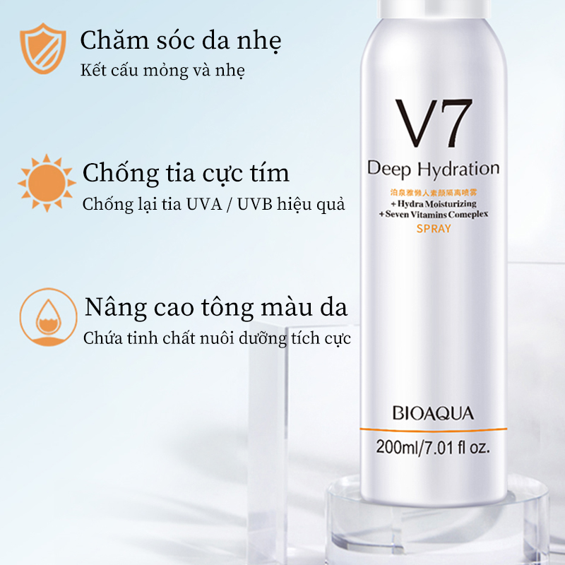 Xịt Chống Nắng Trắng Da BIOAOUA 200ml Thiết Kế Nhỏ Gọn Tiện Lợi, Không Gây Nhờn, Chống Nước Chống Mồ Hôi Tốt-URBBQYV7PW