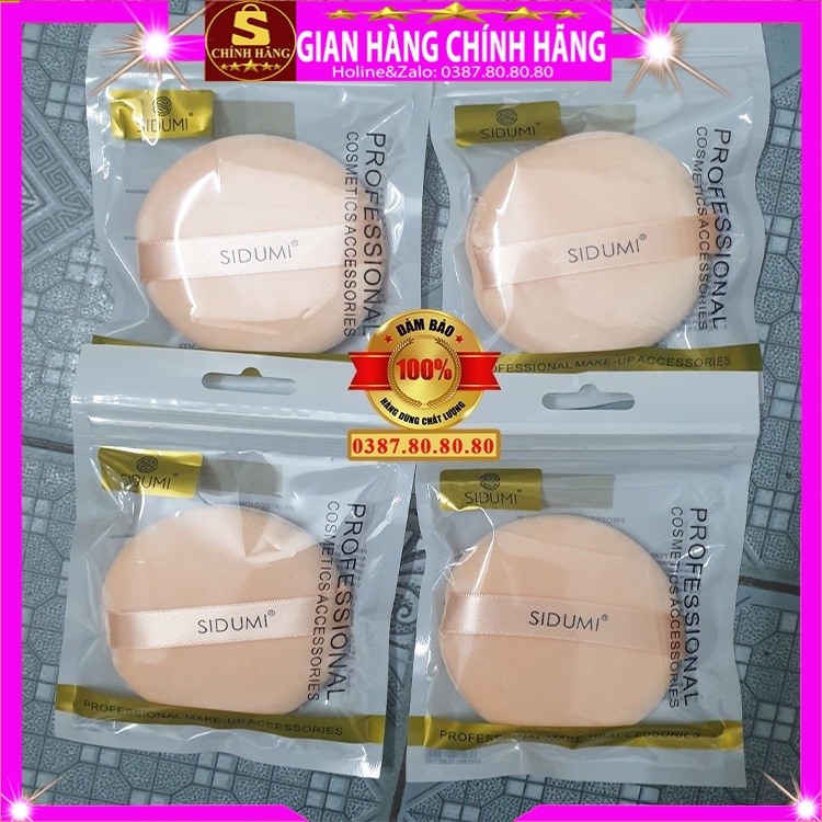 Set 2 Miếng bông mút trang điểm khô tròn đánh tán phấn phủ bột phấn nén má chính hãng Sidumi hàn quốc mini to loại dày