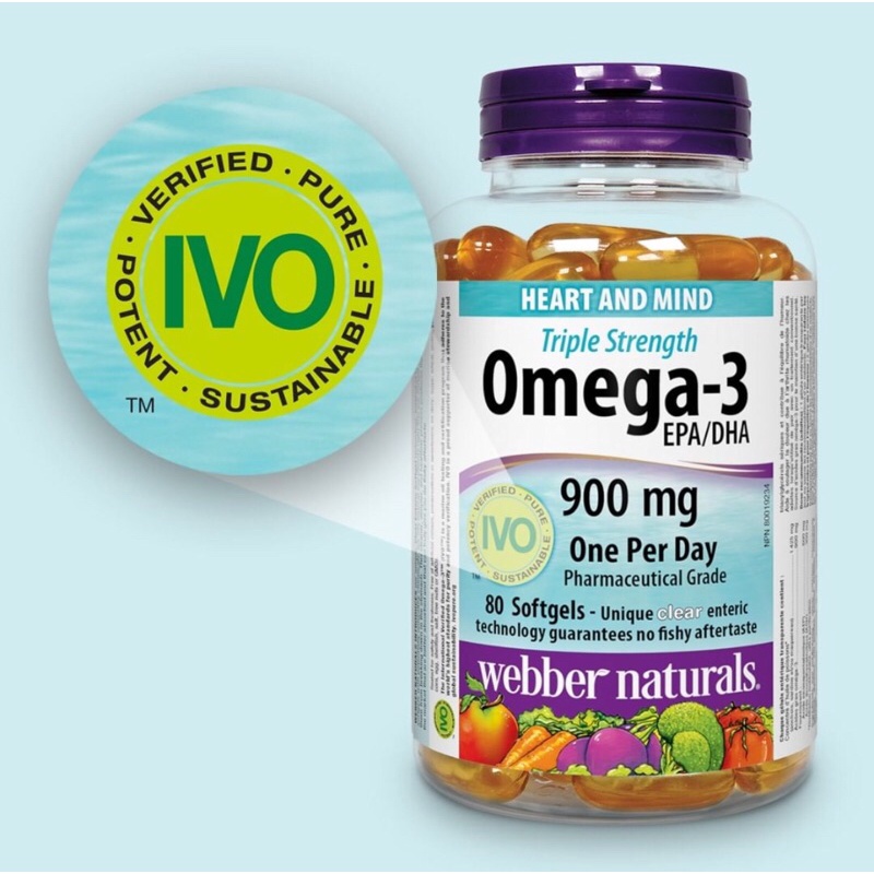 Dầu cá Webber Naturals Triple Strength Omega-3 900mg EPA/DHA 120 viên