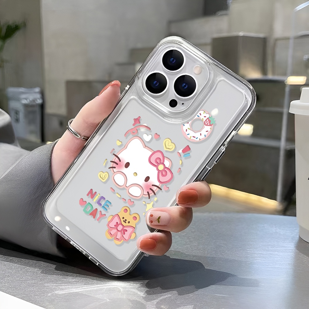 Ốp Điện Thoại Trong Suốt Hình Bánh Donut Hello Kitty Cho iphone 14ProMax 14Plus 13 11 12 7Plus X XR XS Max