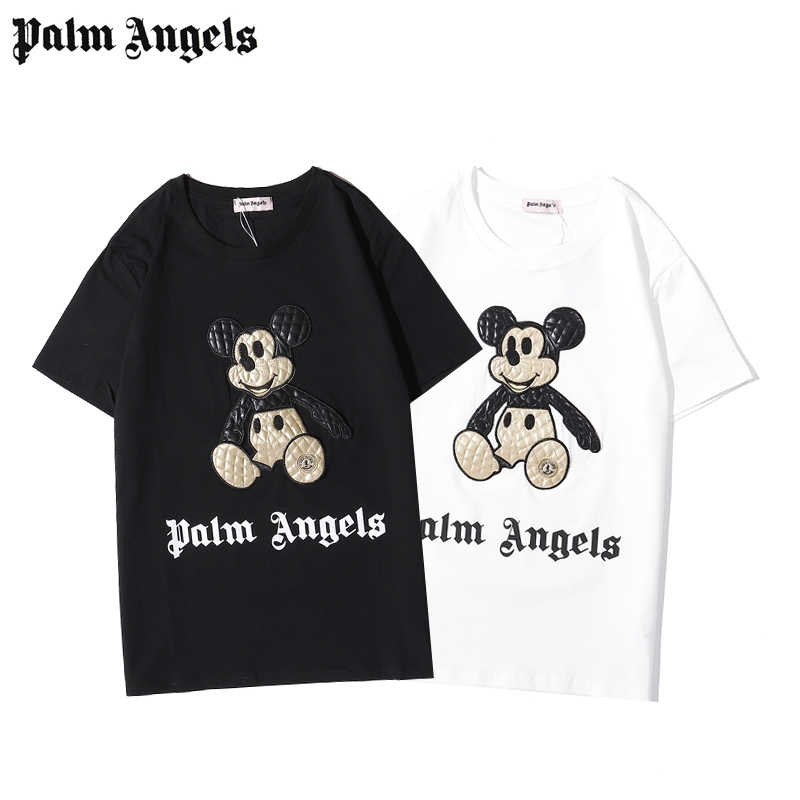 Palm Angels Mickey Embroidery Short Sleeve T-shirt Casual Tee Unisex Tops