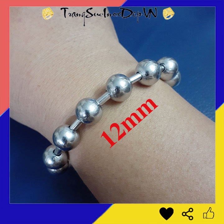 Lắc tay nam inox bi to 12mm sáng đẹp, không đen, thể hiện đẳng cấp phái mạnh