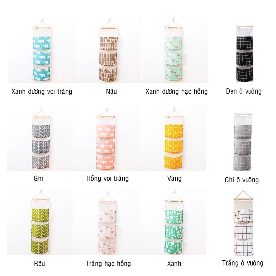 Túi Vải Treo Tường 3 Ngăn Đa Năng, Đựng Đồ Cá Nhân Tiện Dụng - Văn Phòng Phẩm Sáng Tạo 2355 Lamon Store