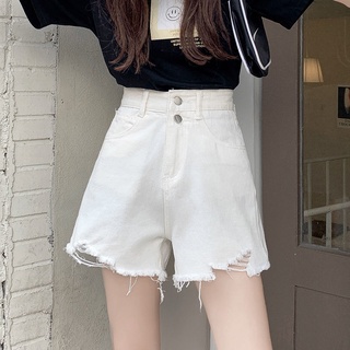 Quần short denim lưng cao dáng chữ A thời trang mùa hè phong cách Hàn Quốc cho nữ