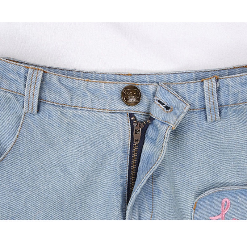 Chân Váy Denim Hoạ Tiết Thêu Thời Trang Mùa Hè Cho Phái Nữ