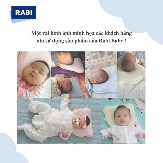 [RABI] Gối Cao Su Non Chống Bẹp Đầu Cho Bé, Gối Định Hình Đầu Bé Chống Vẹo Cột Sống Cho Trẻ Sơ Sinh