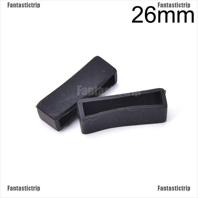 Fantastictrip 2pcs 14mm-26mm Rubber Silicone Watch Band Loop Strap Small Holder Locker Keeper