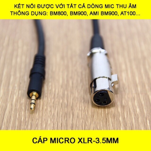 Dây mic thu âm cho mic BM900, BM800 AMi BM900 , ISK AT100 , AT350 , AT850... và nhiều mic với chân cắm 3.5 và đầu canoon