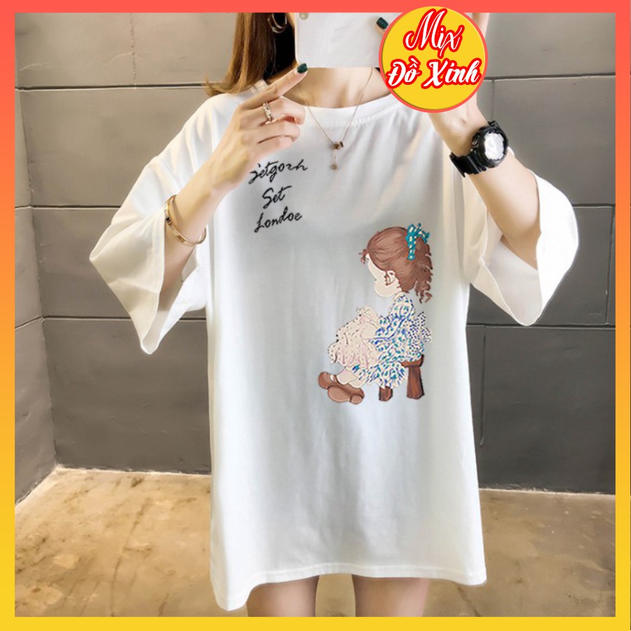 Áo thun form rộng tay lỡ, áo phông unisex, chất thun cotton Mix. Đồ Xinh, in hình Công Chúa Tuyết | BigBuy360 - bigbuy360.vn