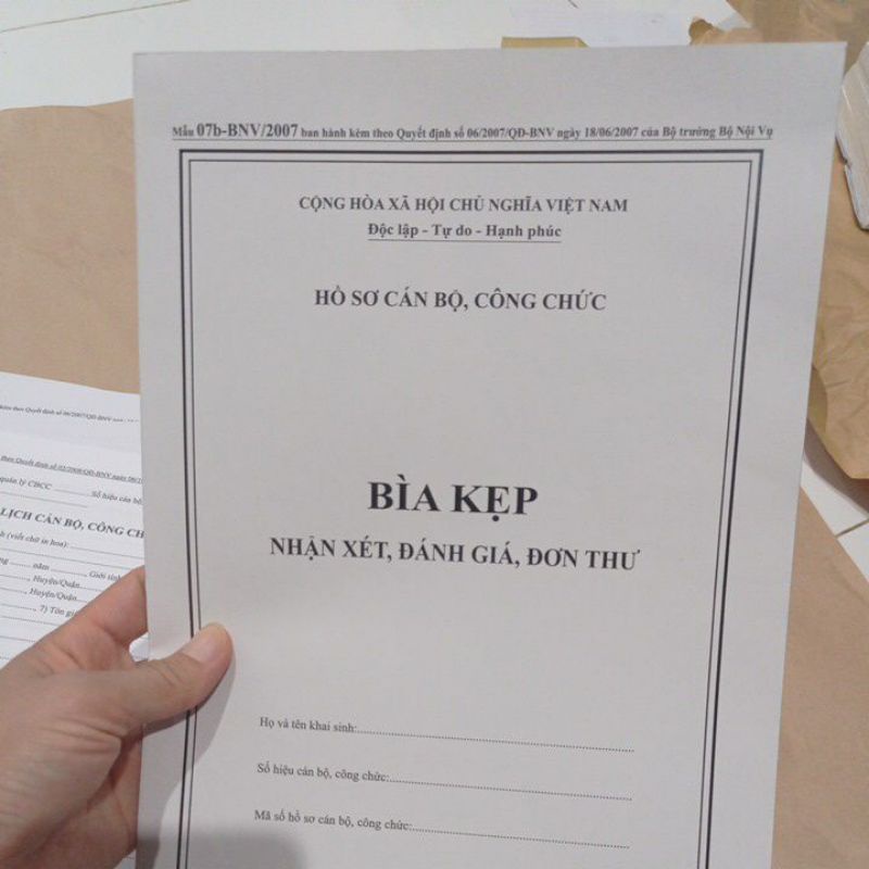 Hồ sơ cán bộ công chức 2007 ban hành theo Quyết định số 06/2007
