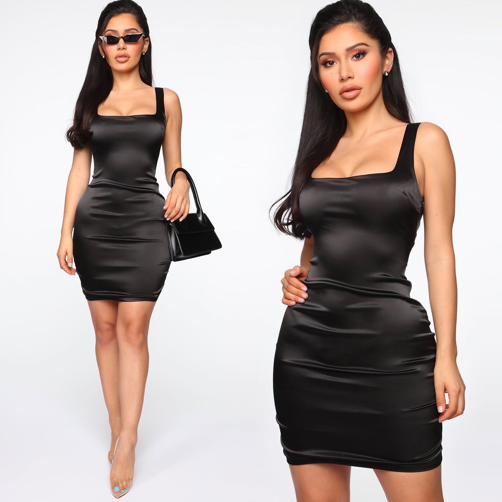 Váy đầm satin cao cấp ôm body đơn giản mà sang trọng - Hàng Auth Mỹ 100%