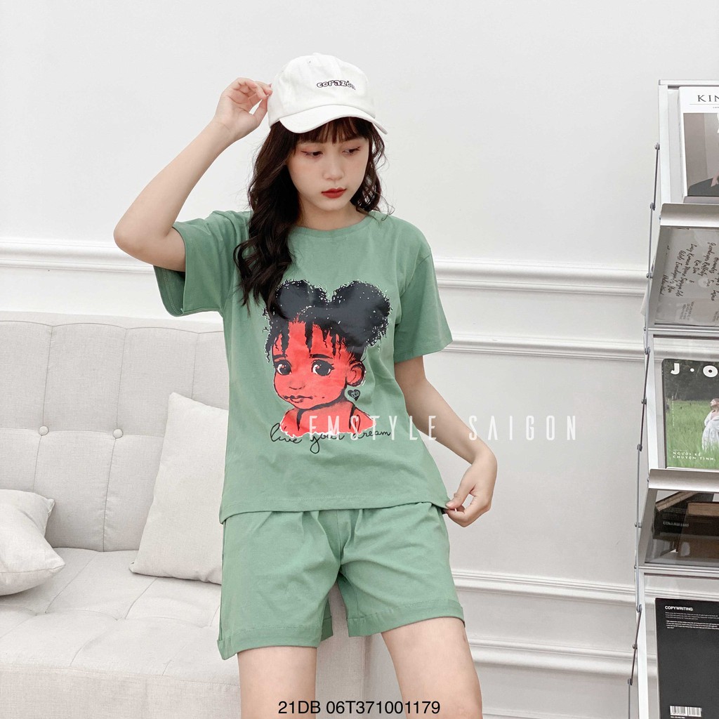 Đồ bộ áo thun tay ngắn in cô gái + Quần ngắn ullzang thời trang nữ FMStyle SaiGon 21DB06T371001 | BigBuy360 - bigbuy360.vn