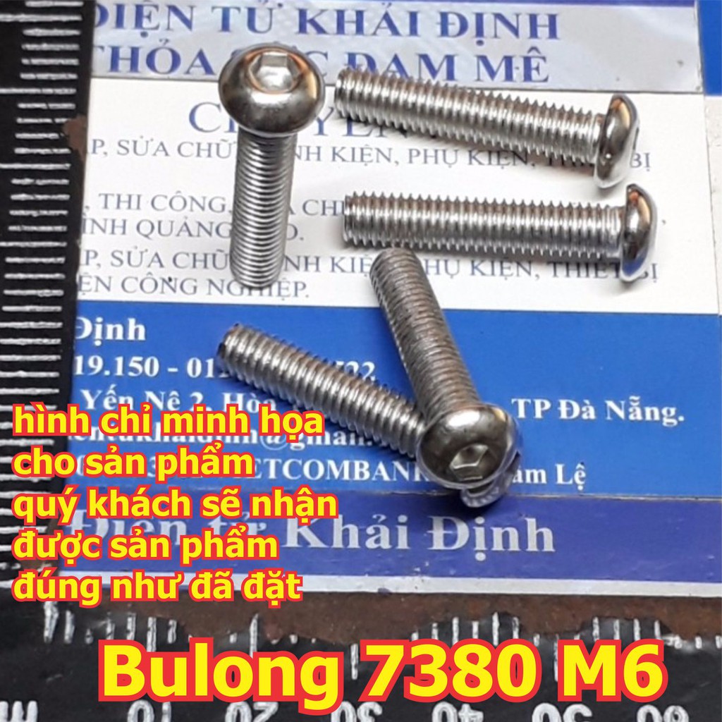 bulong bu lông vít pake DIN7380, đầu dù, lỗ lục giác chìm, inoc inox 201 M6 các loại 8mm ~ 70mm kde6255