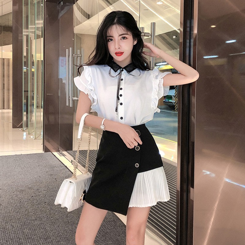 (Xả Hàng) Sét váy thiết kế nữ vải voan lơ xinh Hàn Quốc(có quần trong váy) | BigBuy360 - bigbuy360.vn