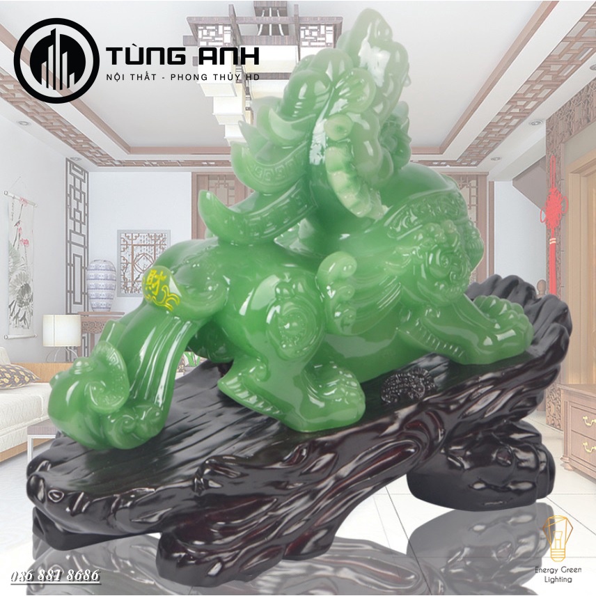 Tượng Phong Thủy Decor Tỳ Hưu PT-36 Màu Xanh Ngọc - Chiêu Tài Tịch Tà -  Mang Lại May Mắn ,Phát Tài, Phát Lộc - BH 1 Năm