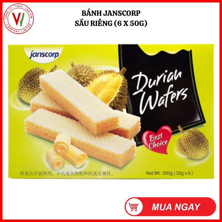 Bánh xốp Janscorp Durian Wafers Sầu Riêng 300g - Hàng phân phối độc quyền