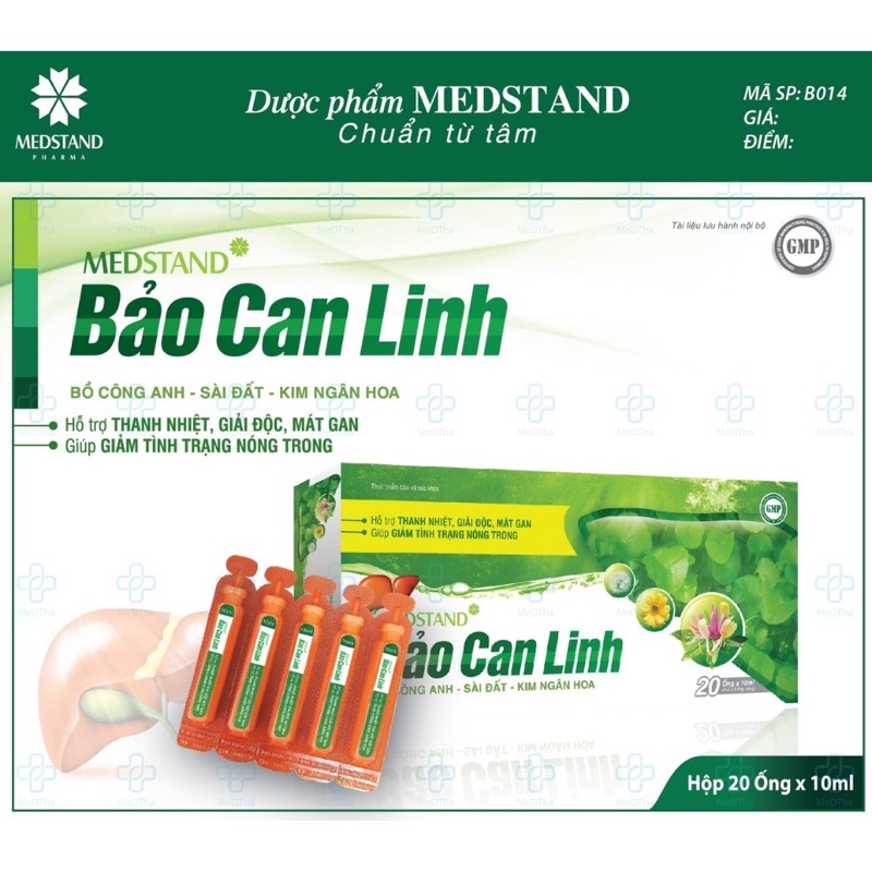 Bảo Can Linh Medstand hộp 20 ống hỗ trợ thanh nhiệt giải độc, mát gan