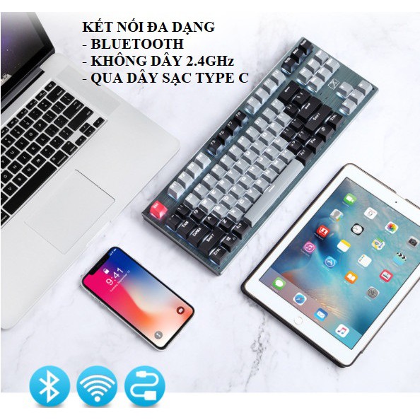 Bàn phím CƠ, Bàn phím máy tính Bluetooth Không Dây K950 LED Siêu đẹp, switch đa dạng [CO BẢO HÀNH]