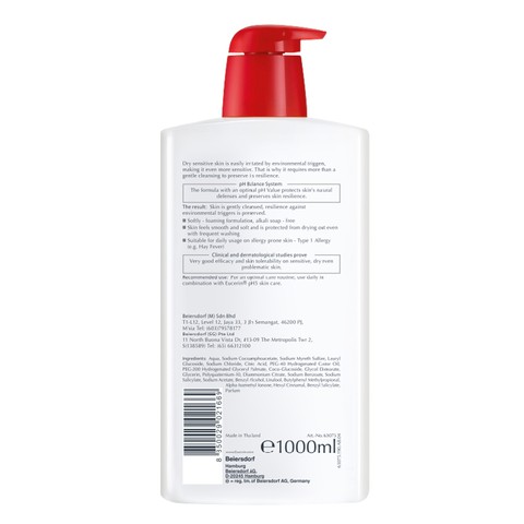 Sữa tắm và rửa mặt dành cho da nhạy cảm Eucerin pH5 Washlotion 1000ml - 63075