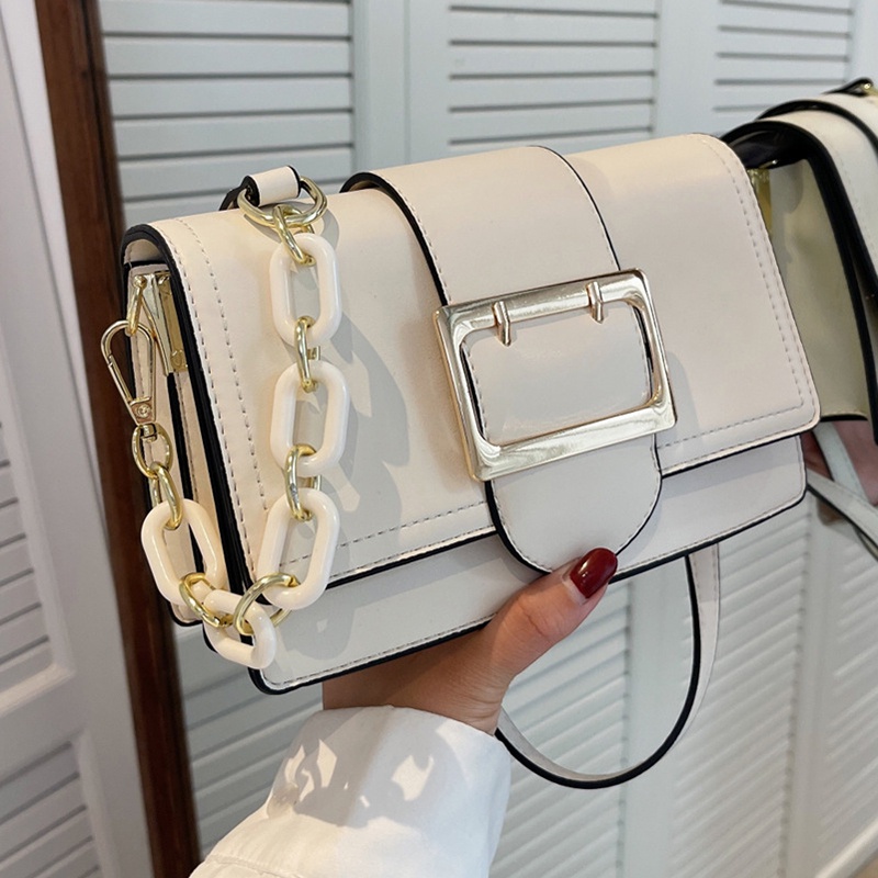 Túi Đeo Vai Hình Vuông Cỡ Nhỏ Phối Dây Xích Thời Trang Cho Nữ