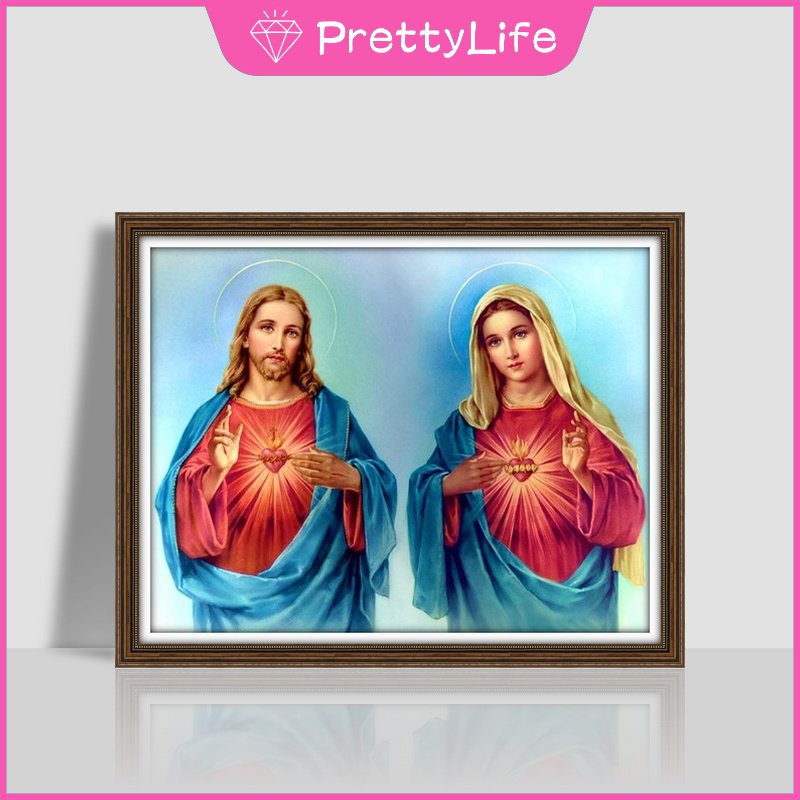 Bộ Tranh Đính Đá 5D Tự Làm 30x40cm / 40x50cm / 50X60cm Hình Chúa Jesus Và Mary Trang Trí Nhà Cửa