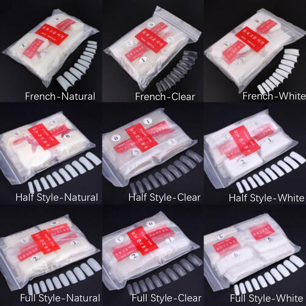 Túi 500 Móng Tay Giả Acrylic Trong Suốt 9 Kiểu Tự Nhiên